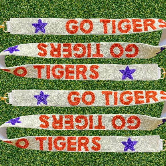 Clemson Beaded Purse Strap | Clemson Game Day Outfit | Go Tigers Beaded Strap - Picture 2 of 2